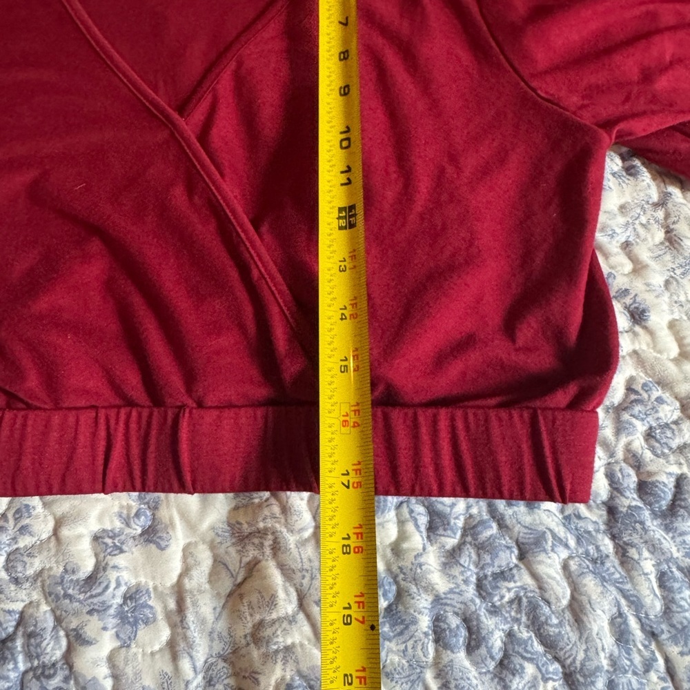 Elegant Burgundy Wrap crop Top - Picture 6 of 7